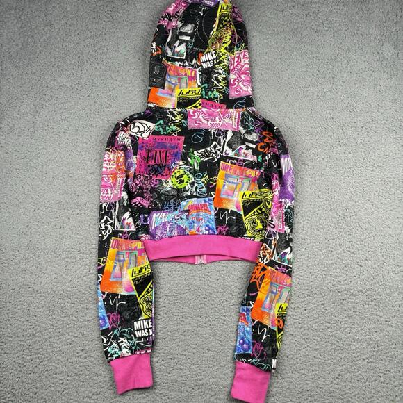 Dolls Kill Horoscopez Cropped Zip Hoodie Women’s XS Pink Graphic NWT Y2K Glam - Picture 5 of 8